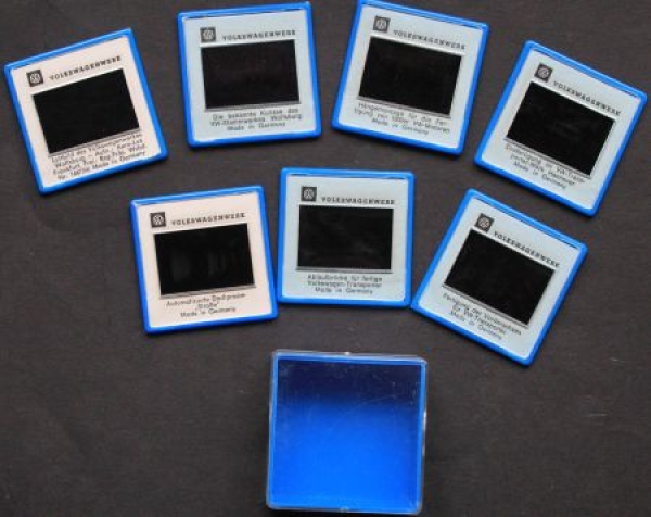 Volkswagen-Factory T2 Bus-Production 1967 seven original Factoryslides in box (1839)